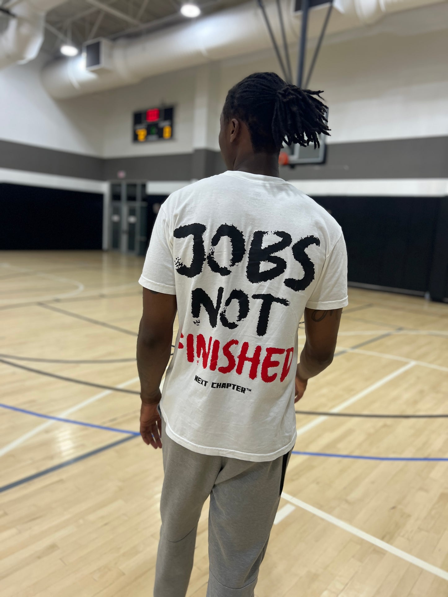 JOBS NOT FINISHED Heavy Weight Box Tee White