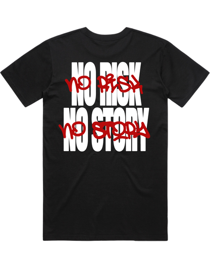 NO RISK NO STORY Heavy Weight Box Tee BLK