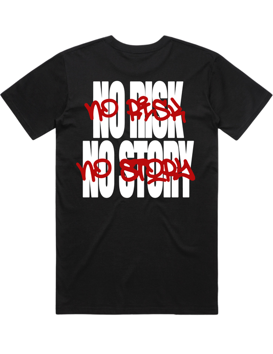 NO RISK NO STORY Heavy Weight Box Tee BLK