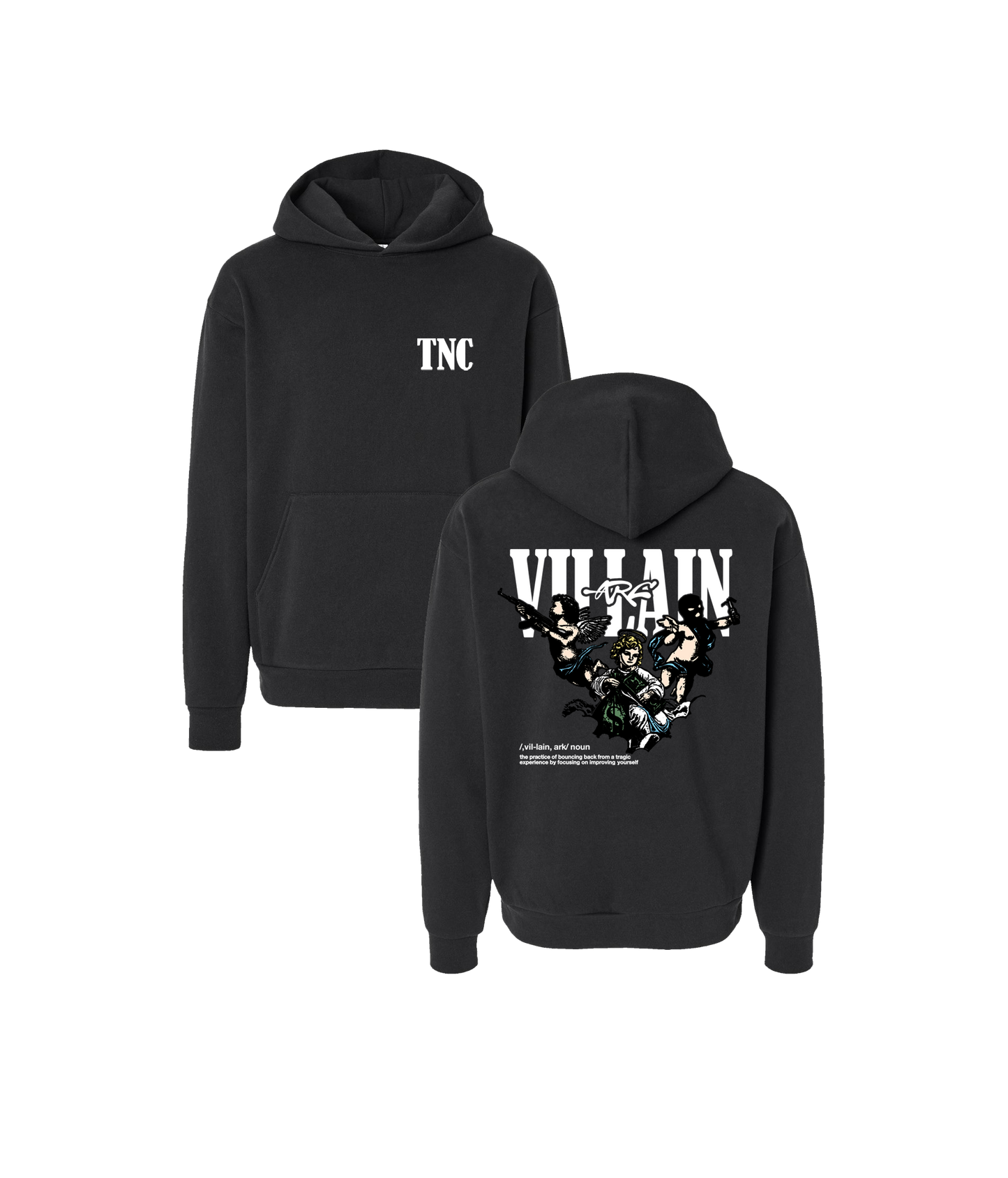 VILLAN ARC Heavy Weight Cotton Hoodie BLK