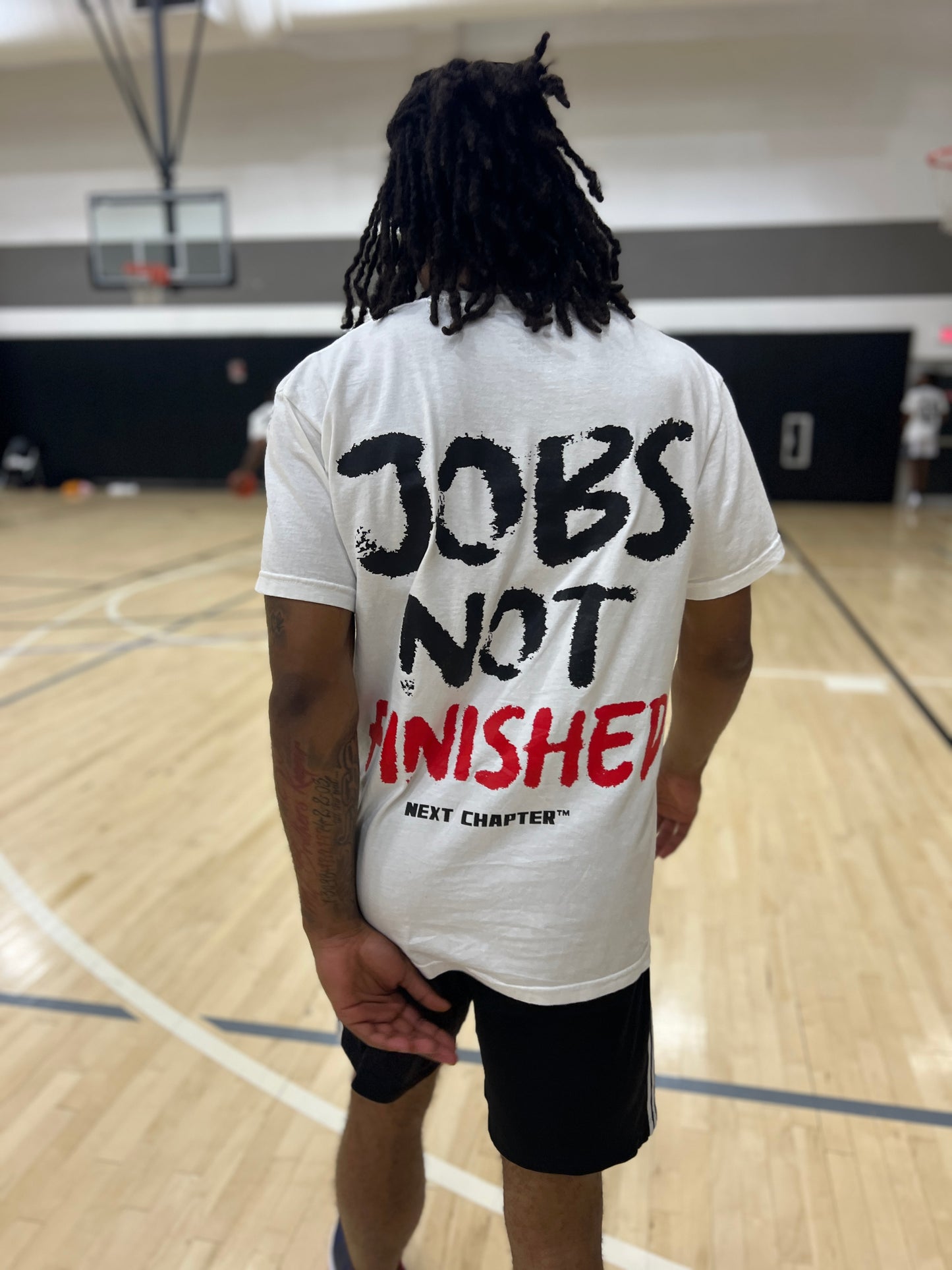 JOBS NOT FINISHED Heavy Weight Box Tee White