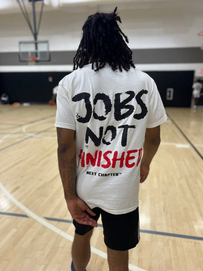 JOBS NOT FINISHED Heavy Weight Box Tee White